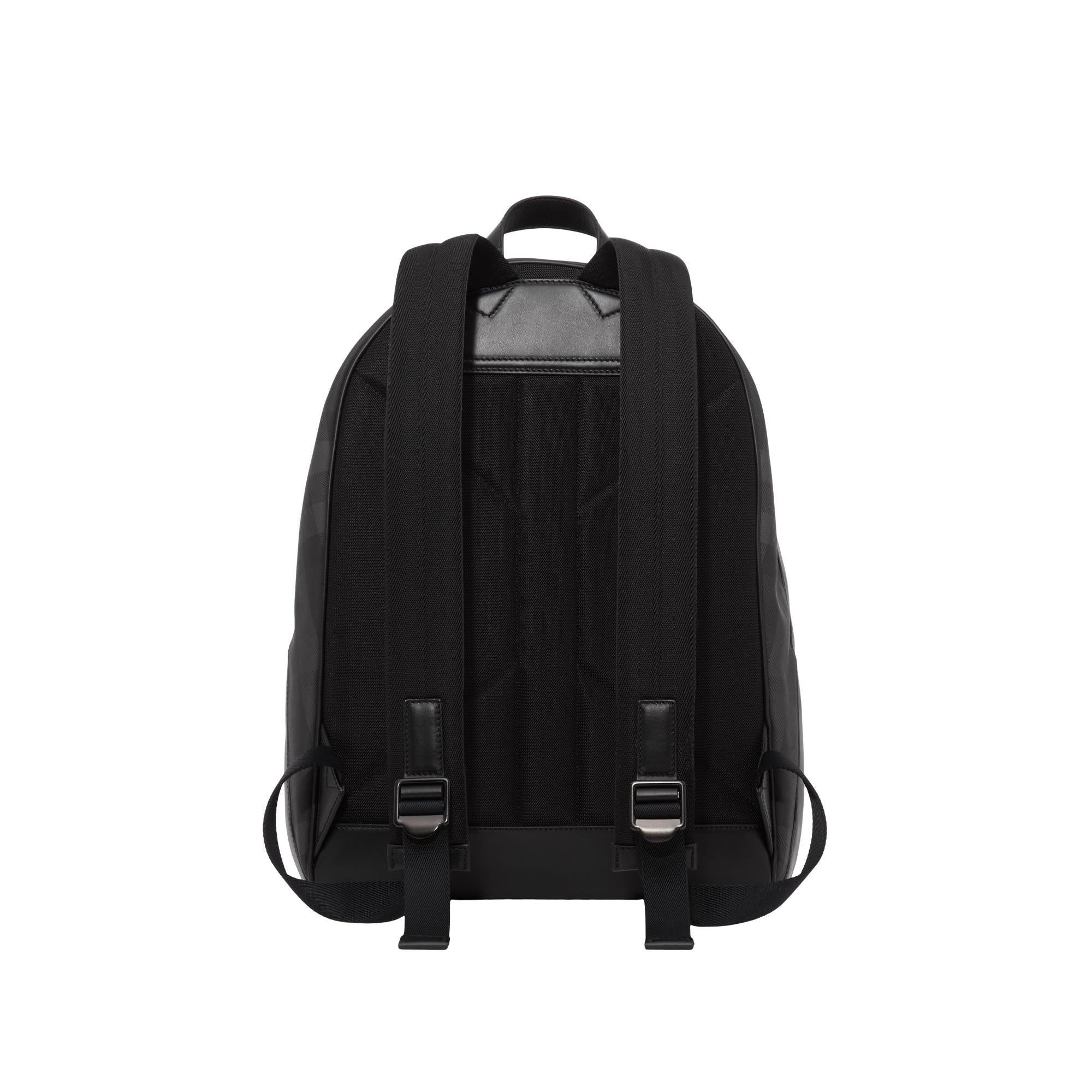 차콜 체크 레더 백팩