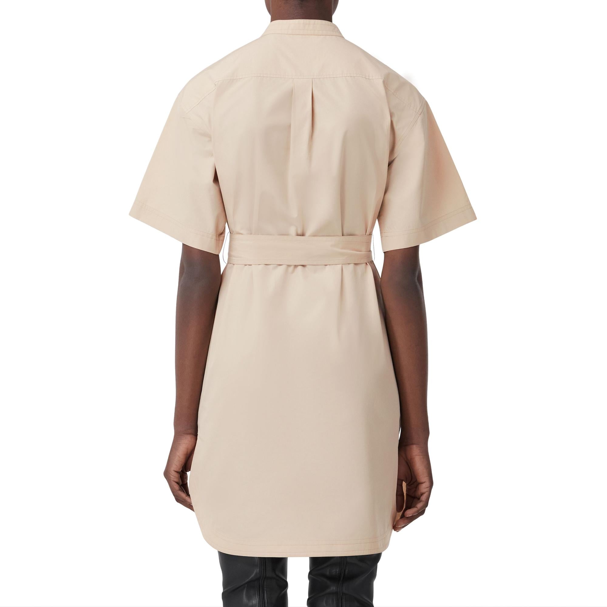 모노그램 모티프 코튼 타이 웨이스트 셔츠 드레스