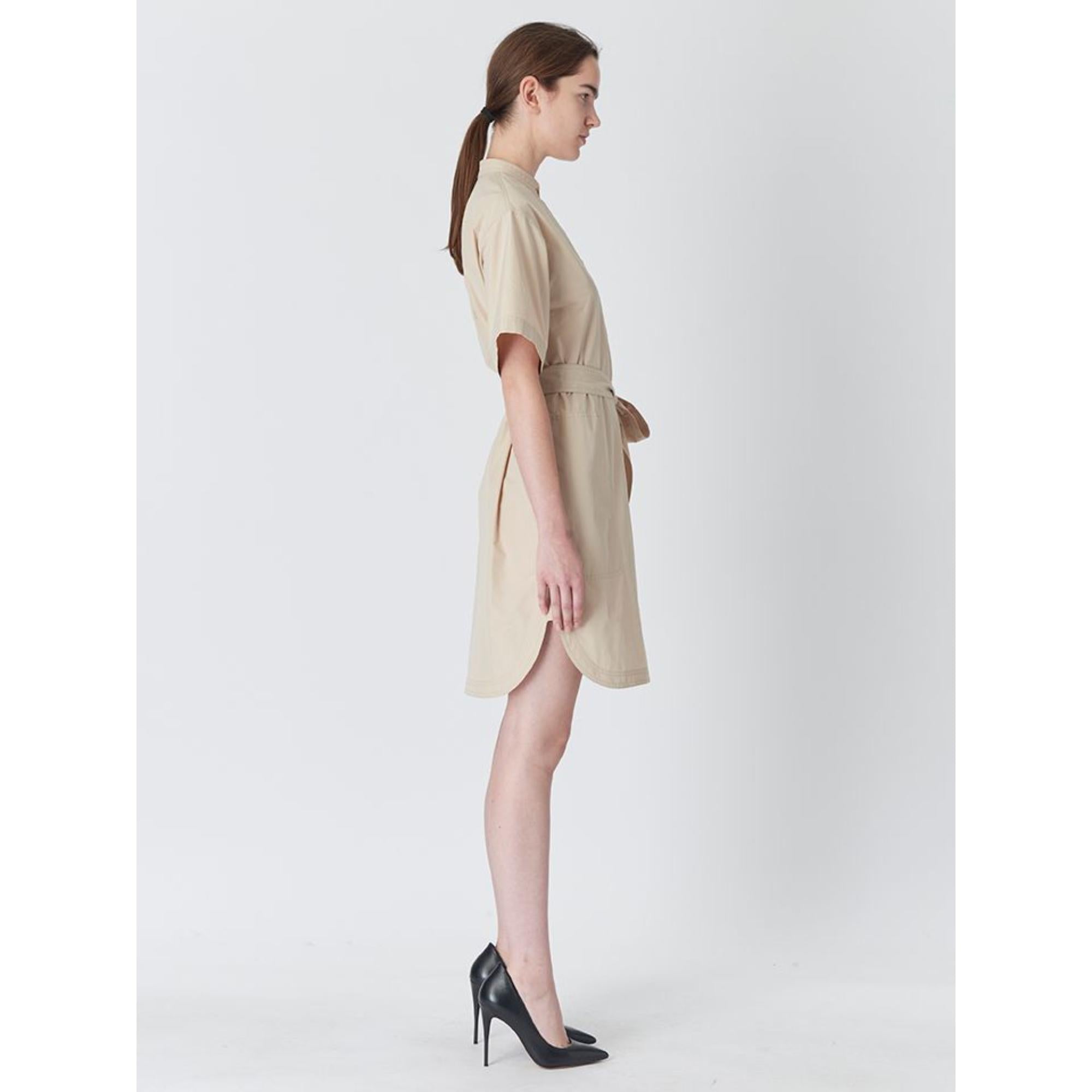 모노그램 모티프 코튼 타이 웨이스트 셔츠 드레스