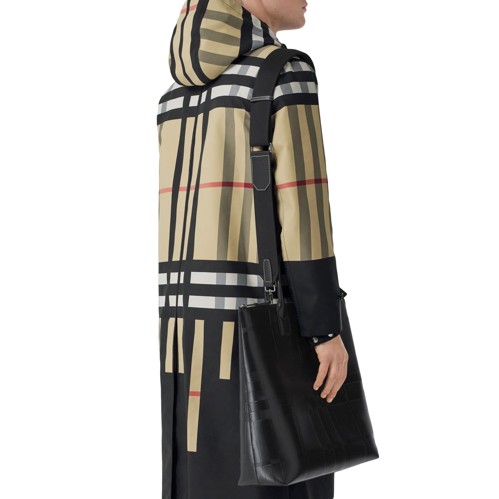 엠보싱 체크 레더 토트