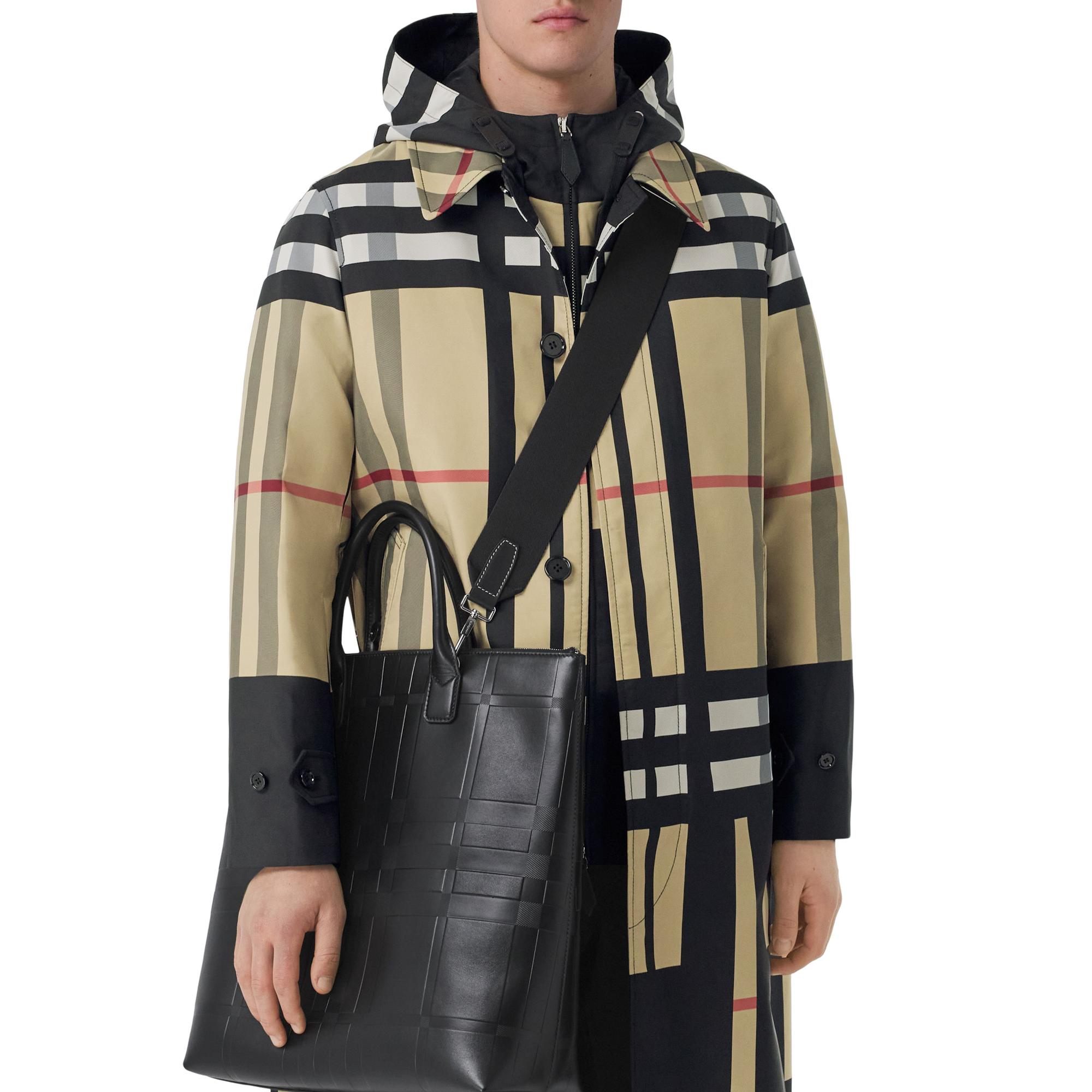 엠보싱 체크 레더 토트