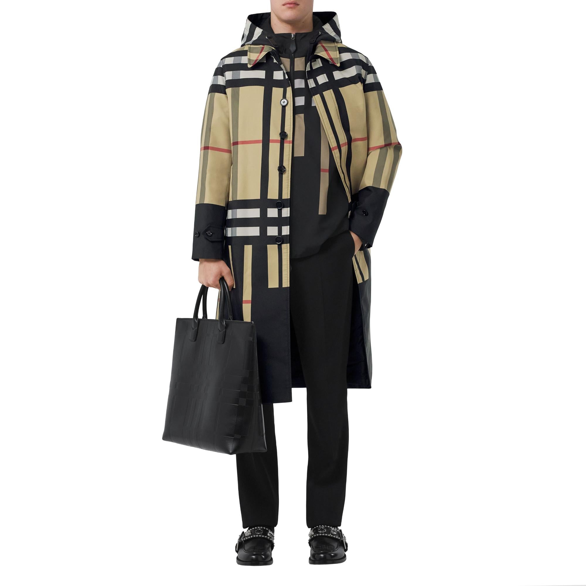 엠보싱 체크 레더 토트