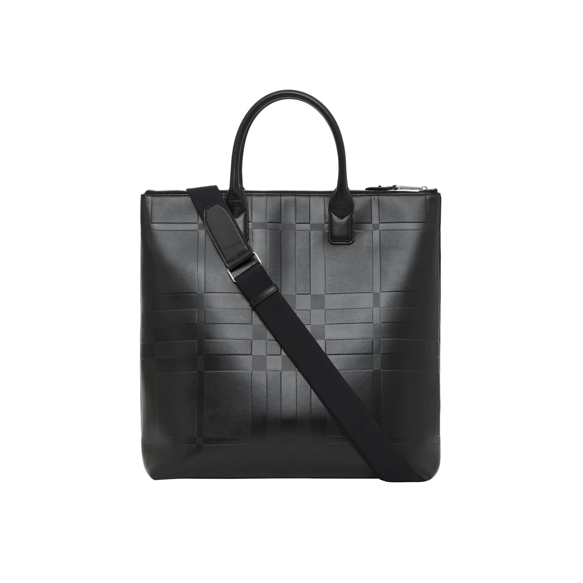 엠보싱 체크 레더 토트