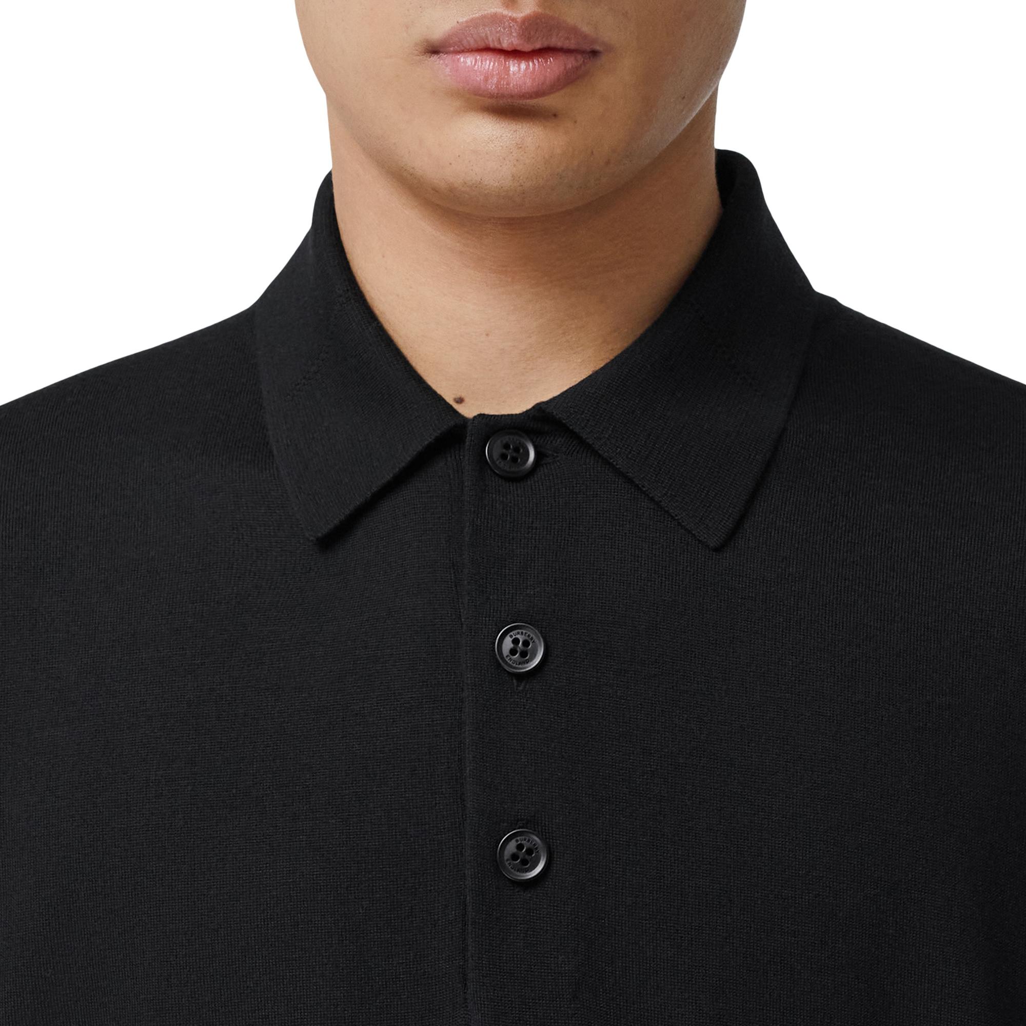 모노그램 모티프 울 실크 블렌드 폴로셔츠