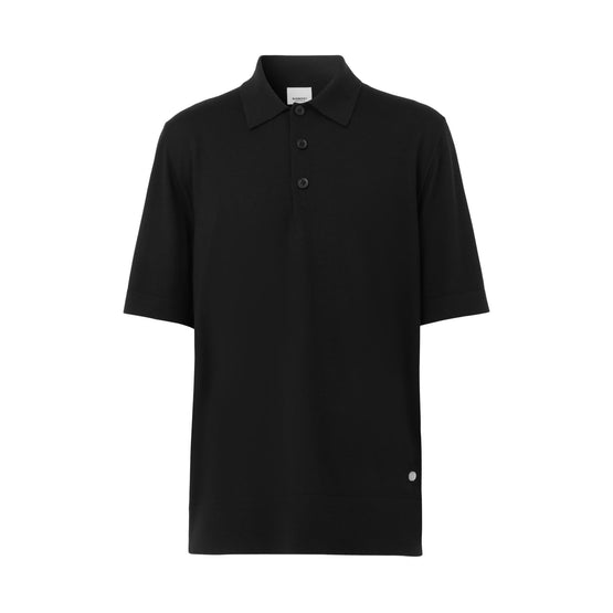 모노그램 모티프 울 실크 블렌드 폴로셔츠