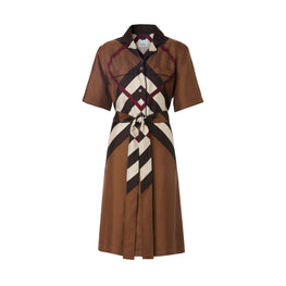 쉐브론 체크 실크 셔츠 드레스