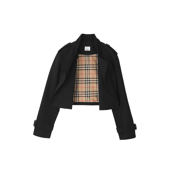 코튼 개버딘 크롭 트렌치코트