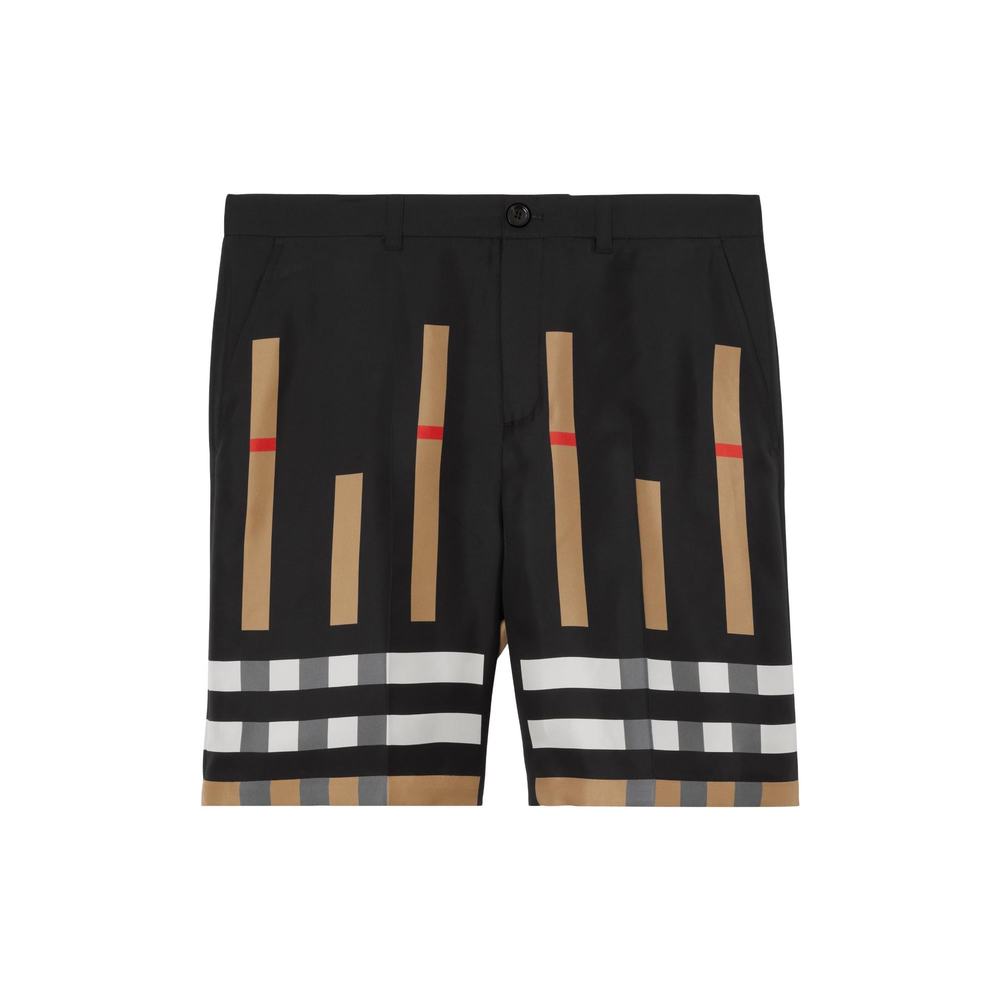 슬라이스 체크 실크 테일러드 쇼츠