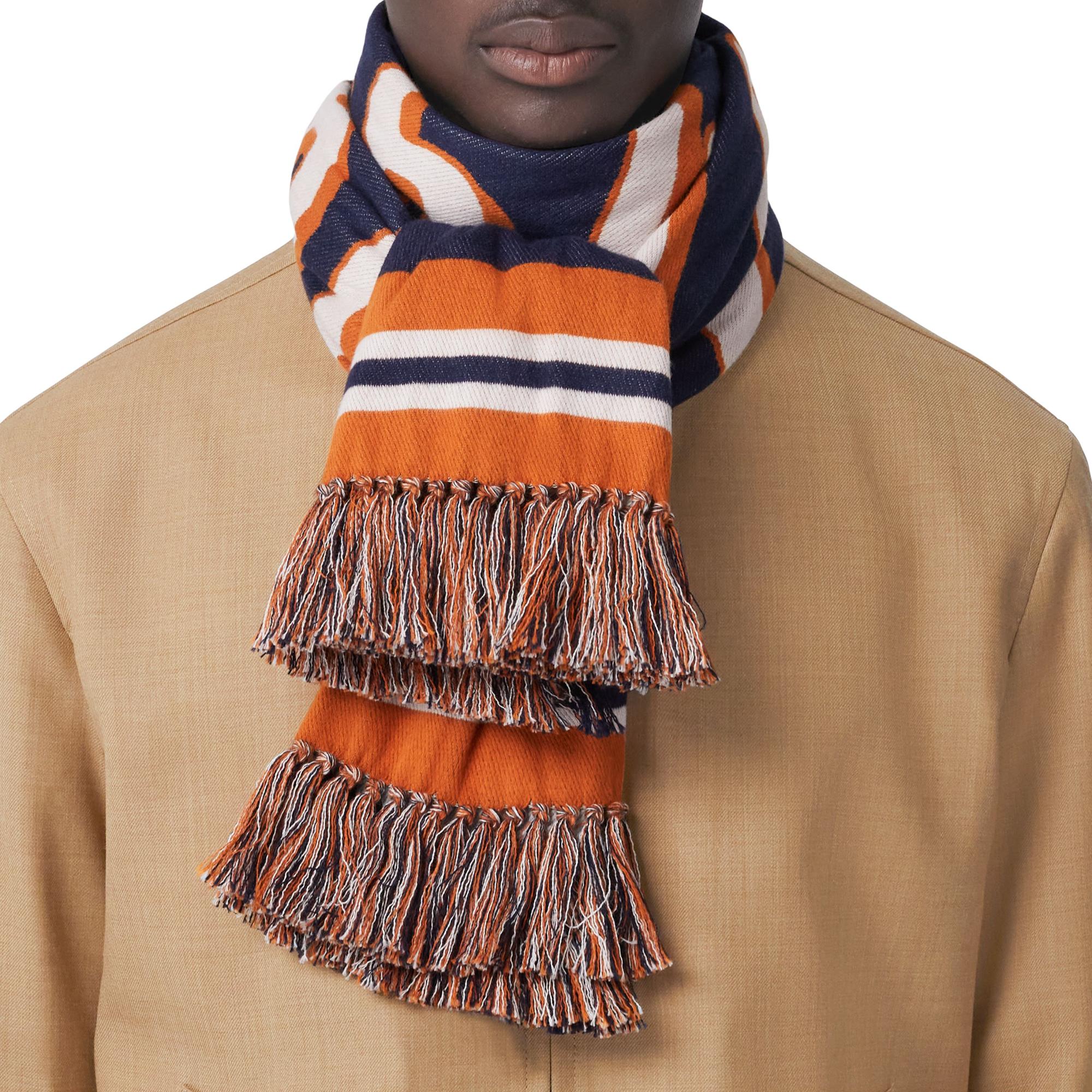 로고 스크립트 디테일 코튼 스카프