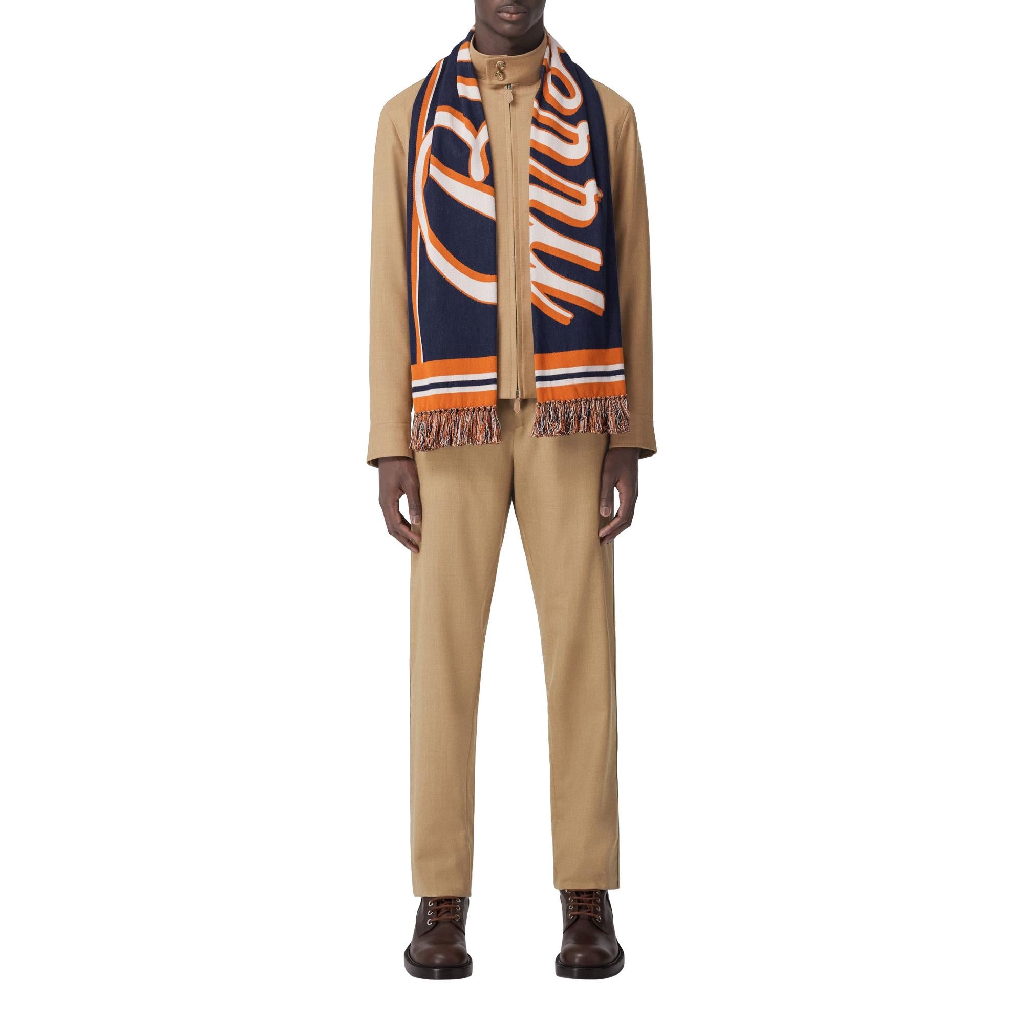 로고 스크립트 디테일 코튼 스카프