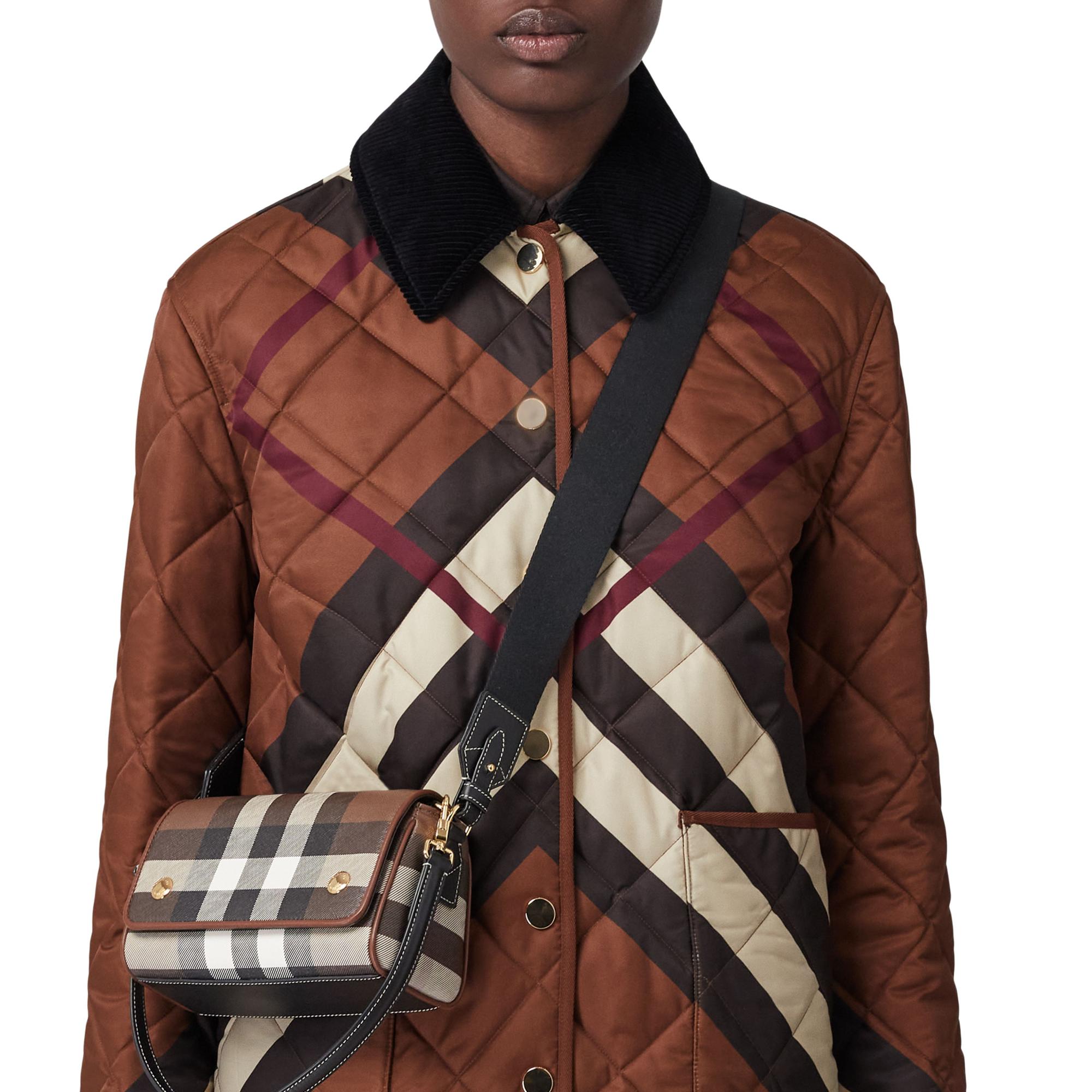 체크 레더 크로스바디 백