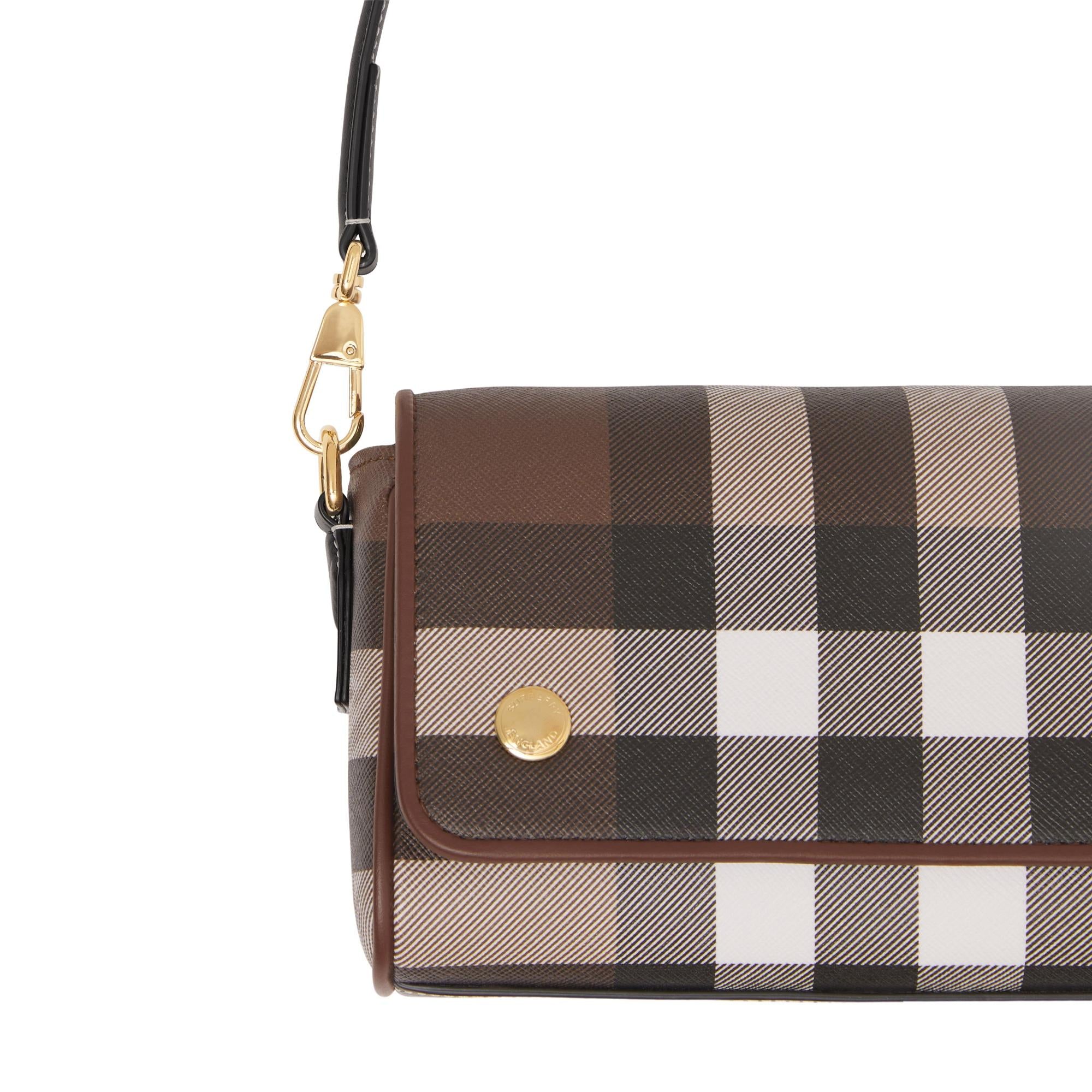 체크 레더 크로스바디 백