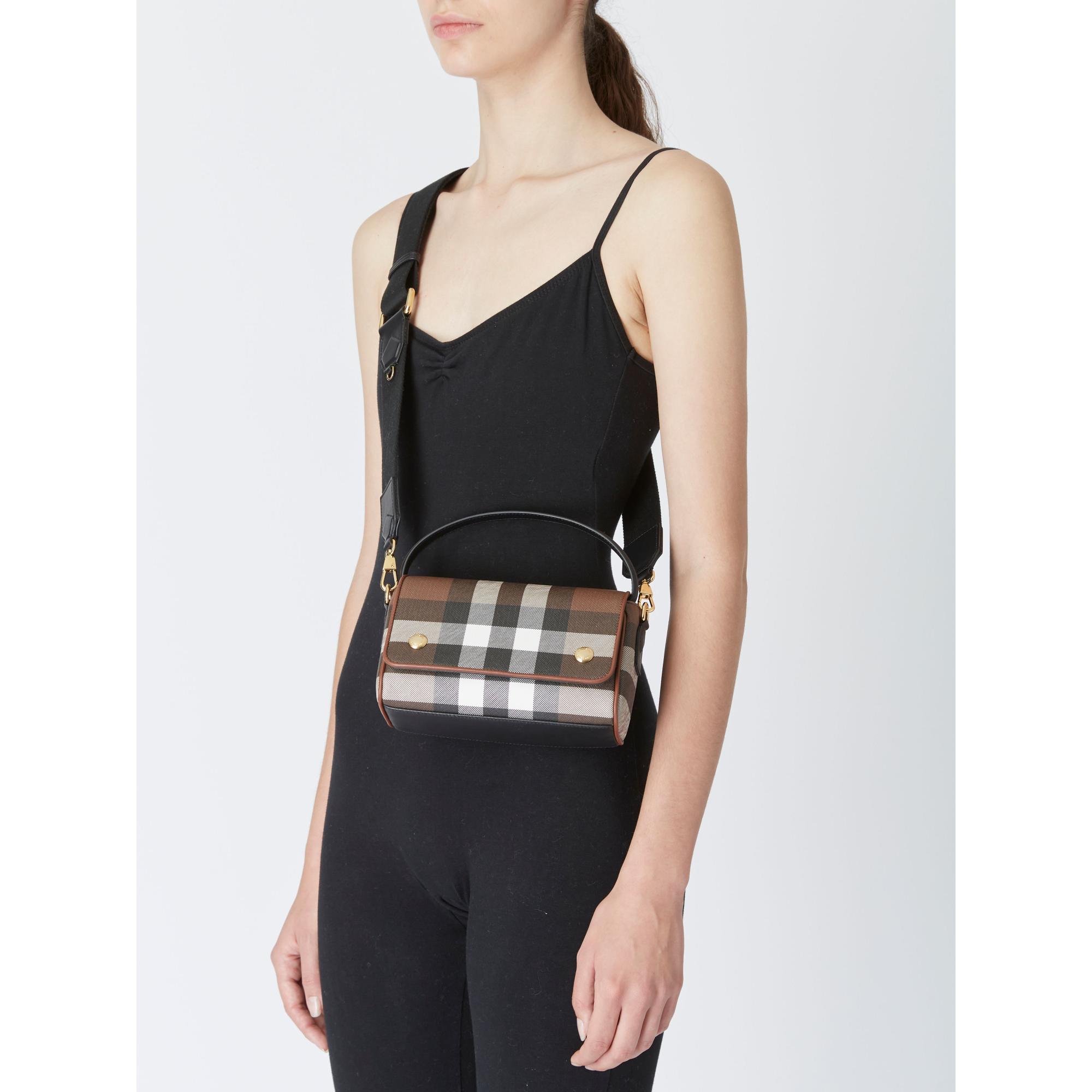 체크 레더 크로스바디 백