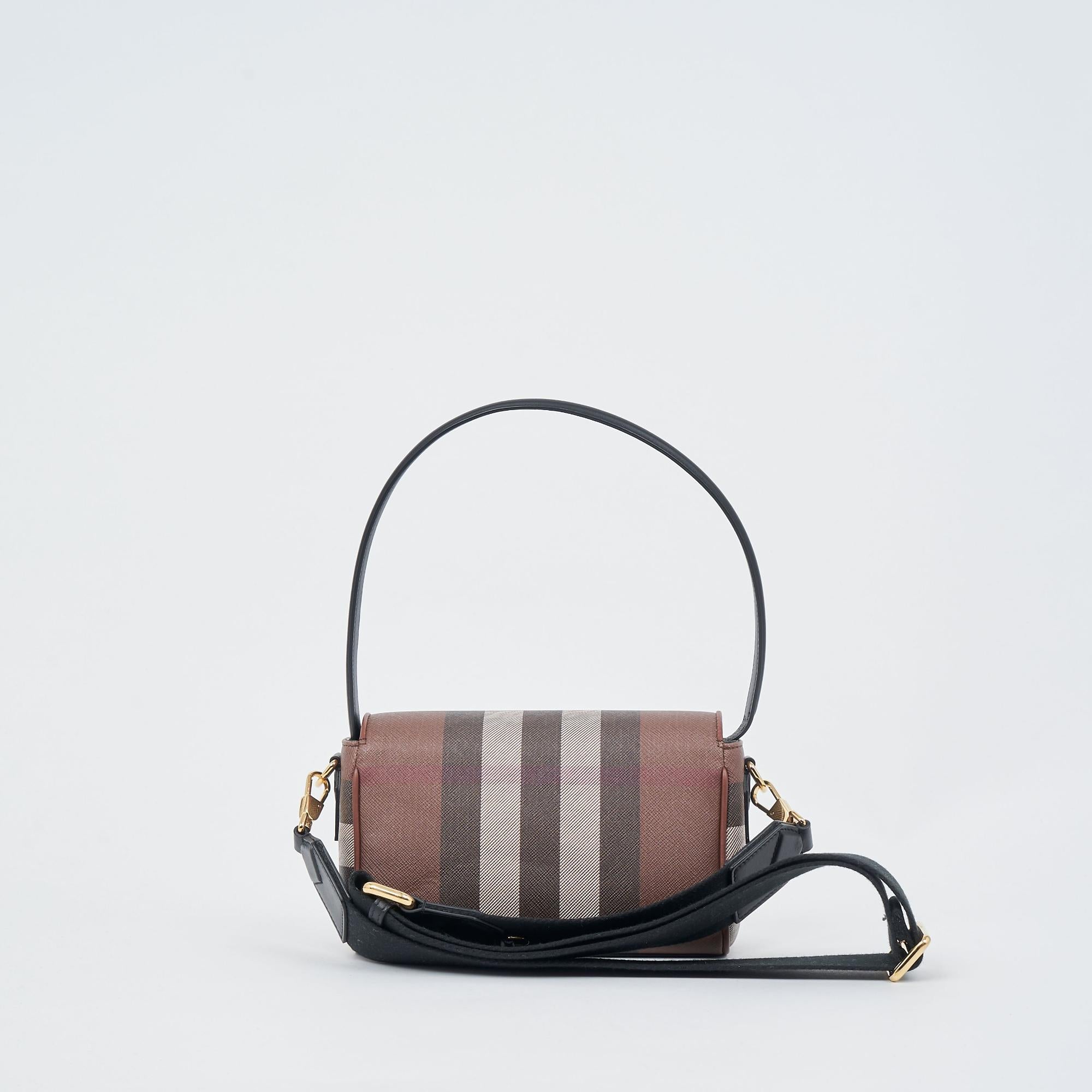 체크 레더 크로스바디 백