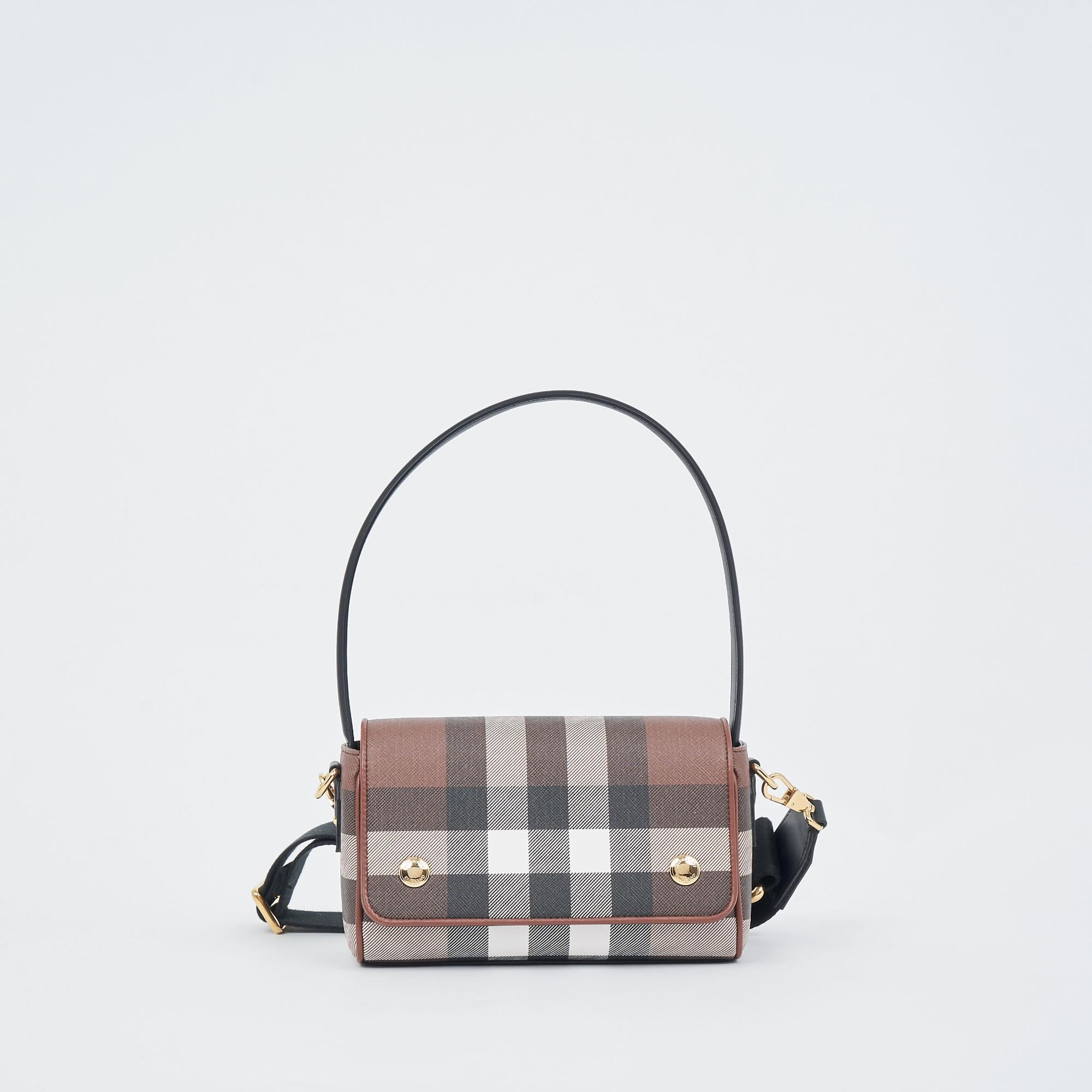 체크 레더 크로스바디 백