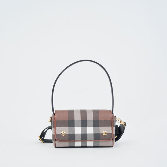 체크 레더 크로스바디 백