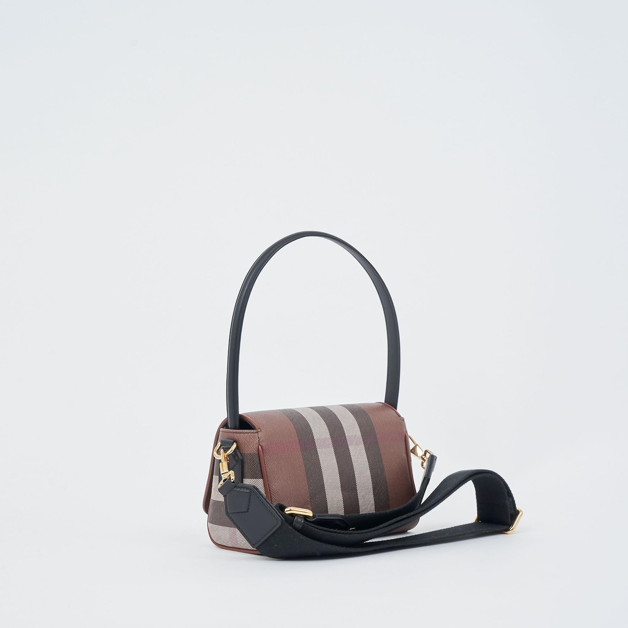 체크 레더 크로스바디 백