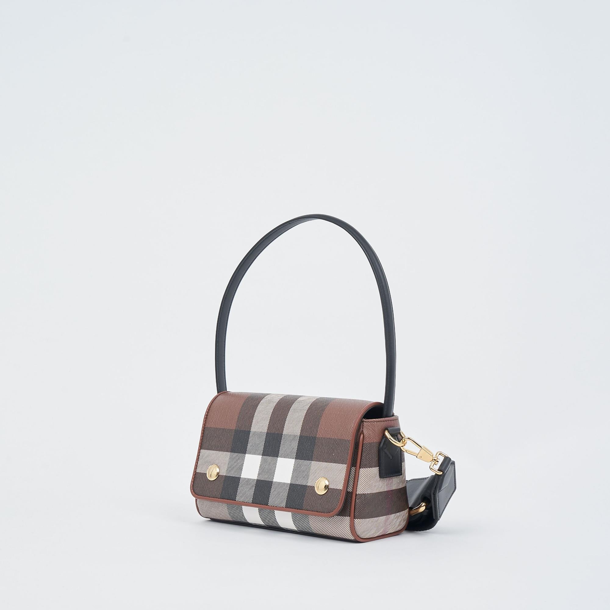 체크 레더 크로스바디 백