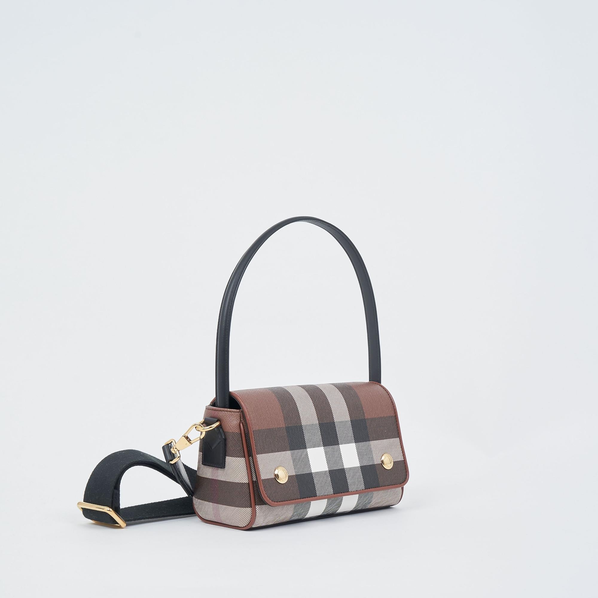 체크 레더 크로스바디 백