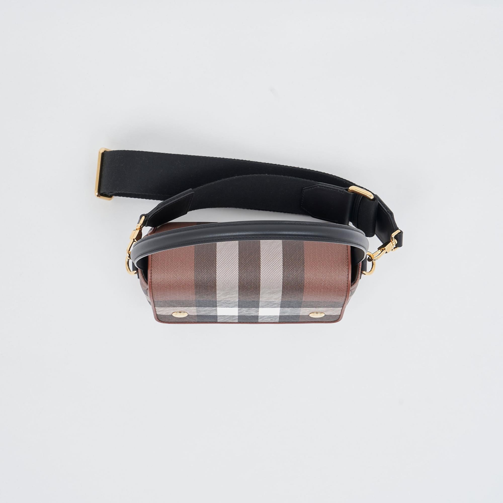 체크 레더 크로스바디 백