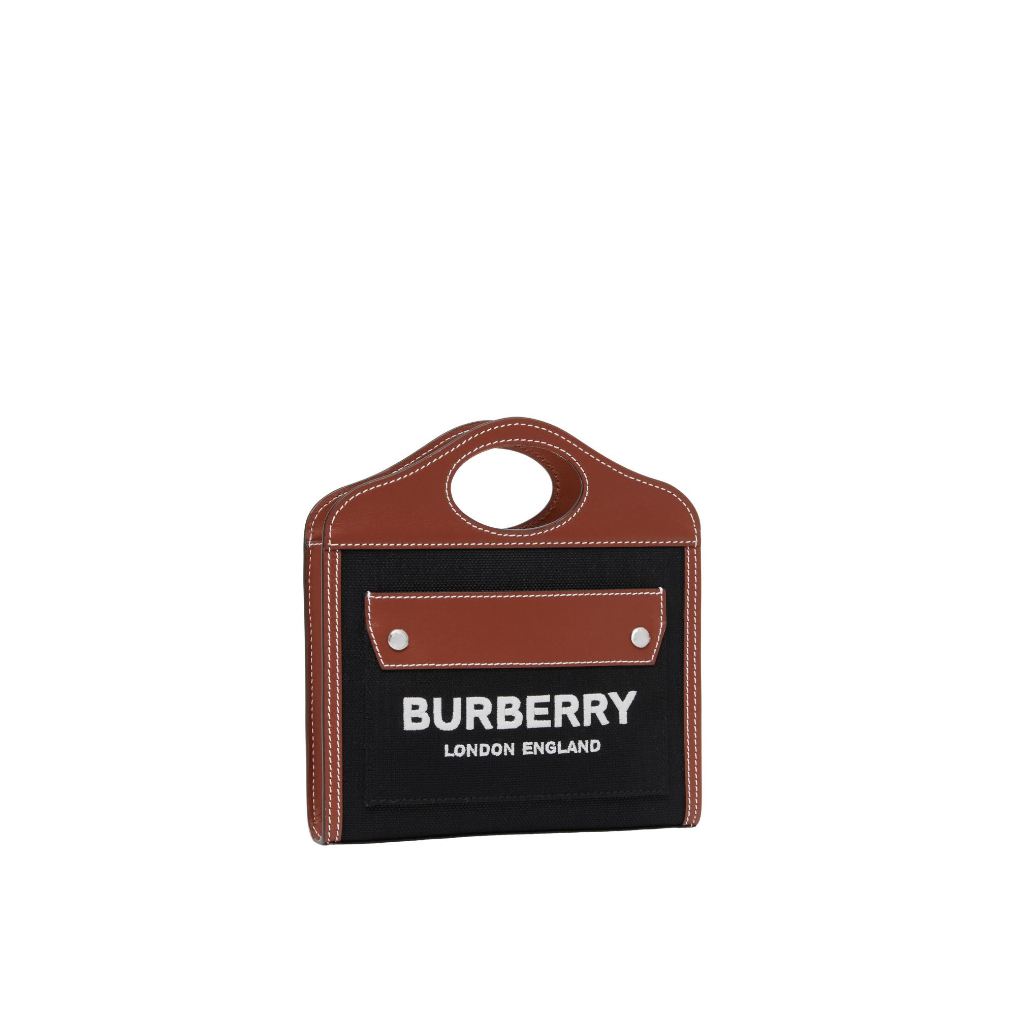 투톤 캔버스 레더 마이크로 포켓 백