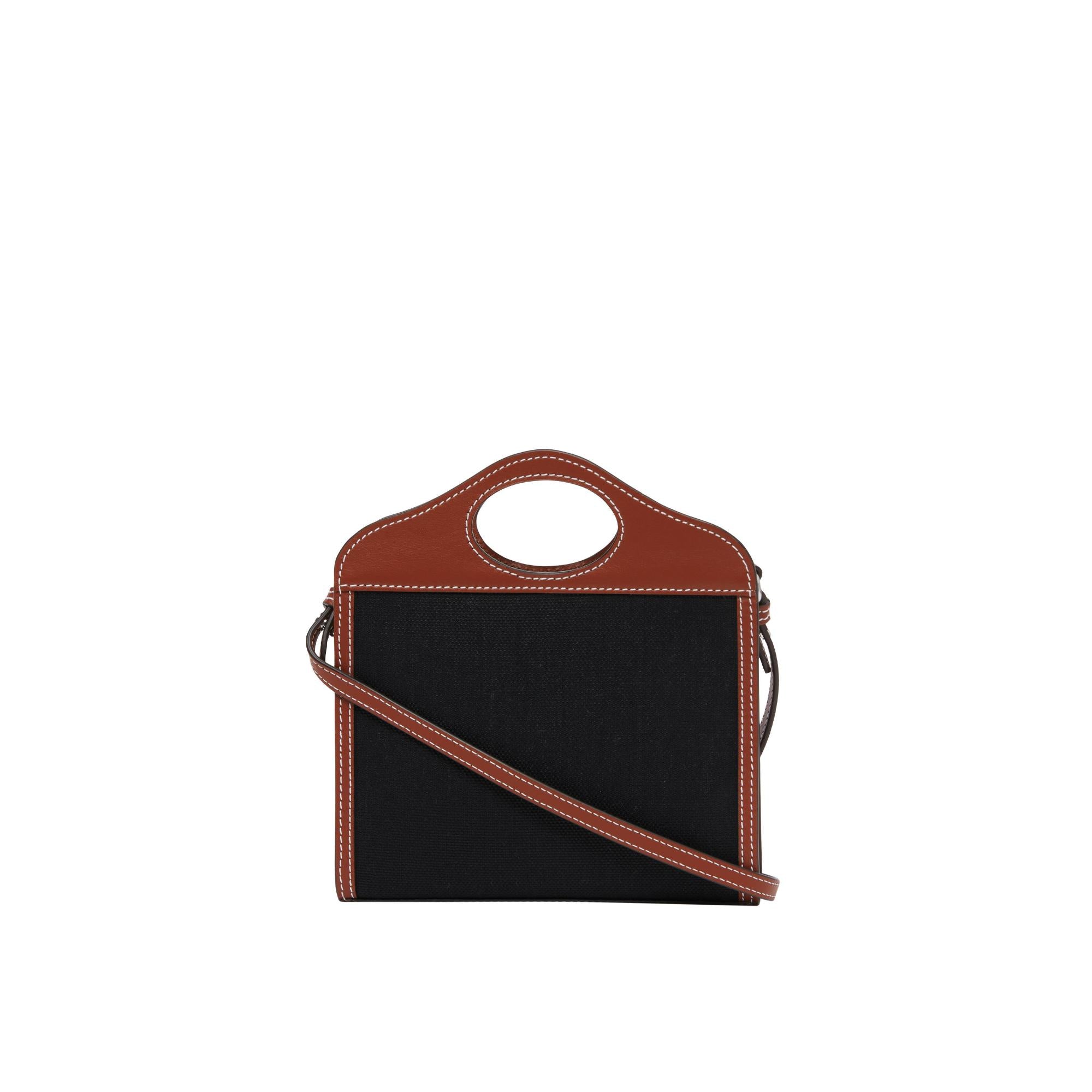 투톤 캔버스 레더 마이크로 포켓 백