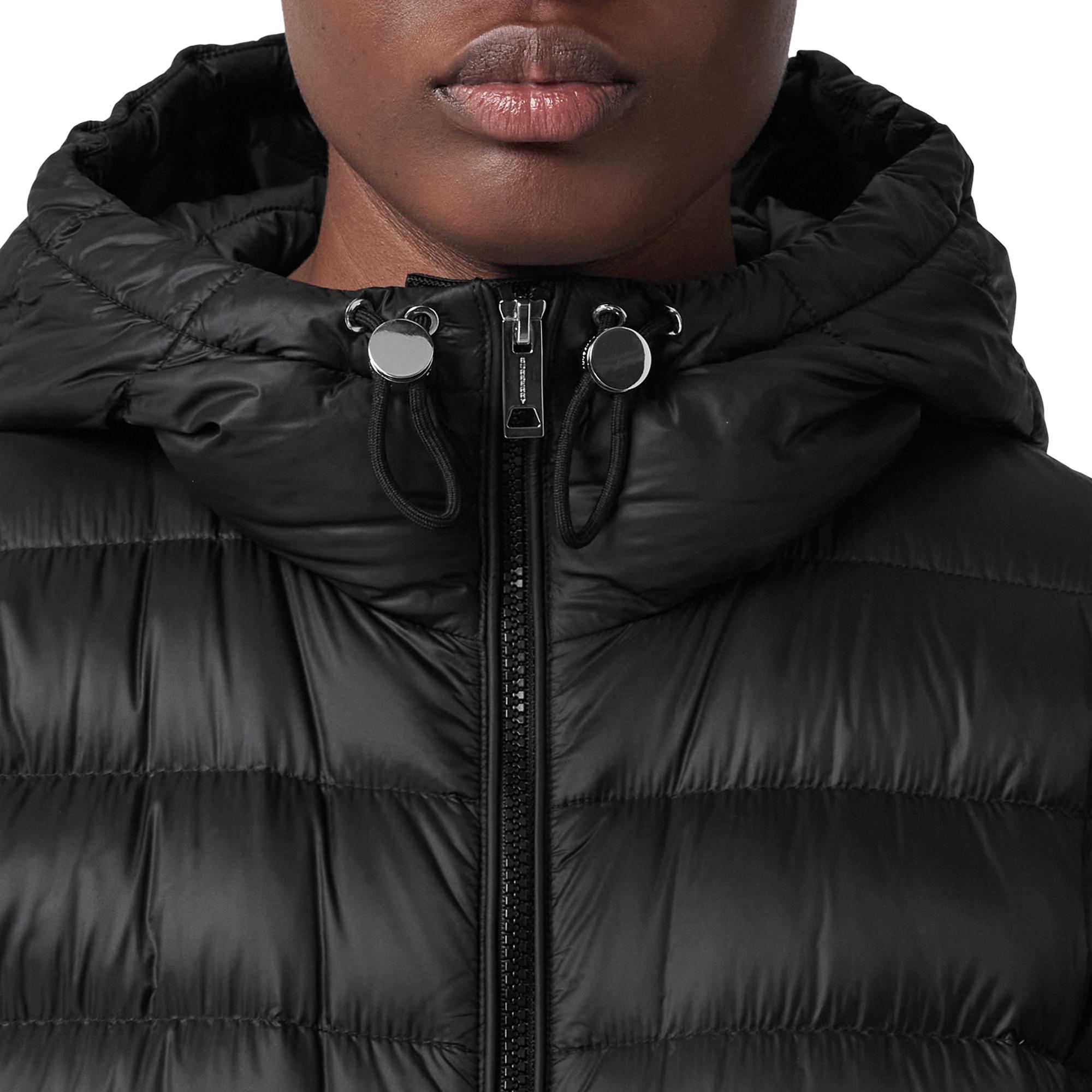 로고 아플리케 나일론 후드 퍼퍼 재킷