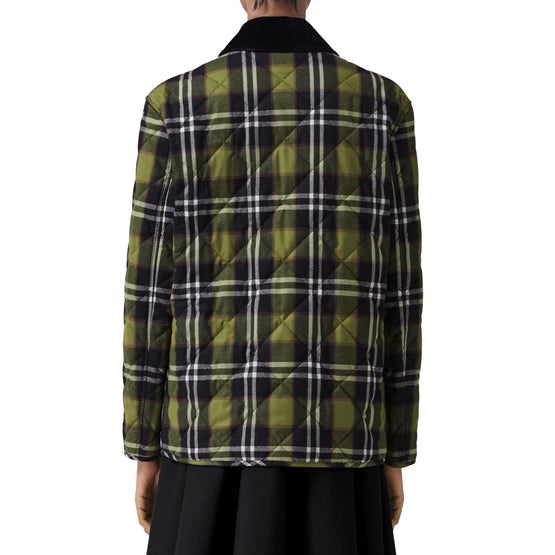 코듀로이 칼라 다이아몬드 퀼팅 울 반 재킷