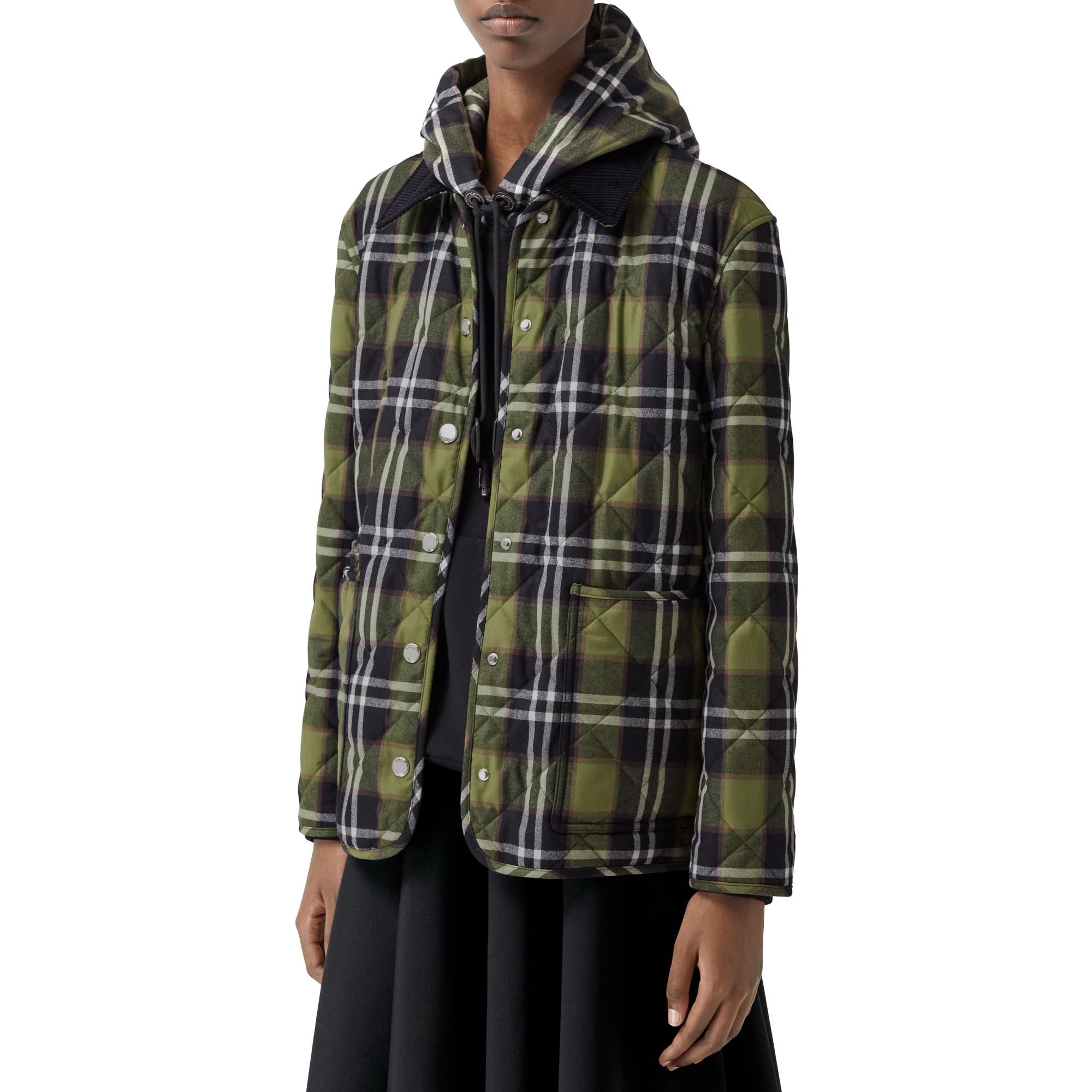 코듀로이 칼라 다이아몬드 퀼팅 울 반 재킷