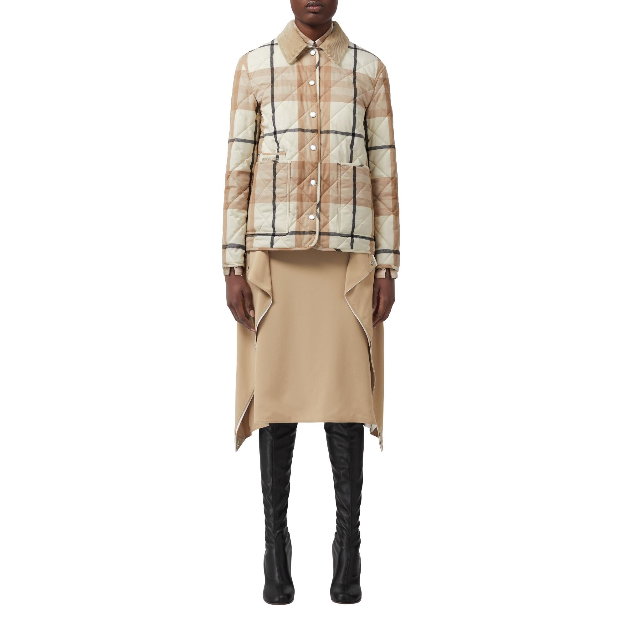 코듀로이 칼라 다이아몬드 퀼팅 울 반 재킷