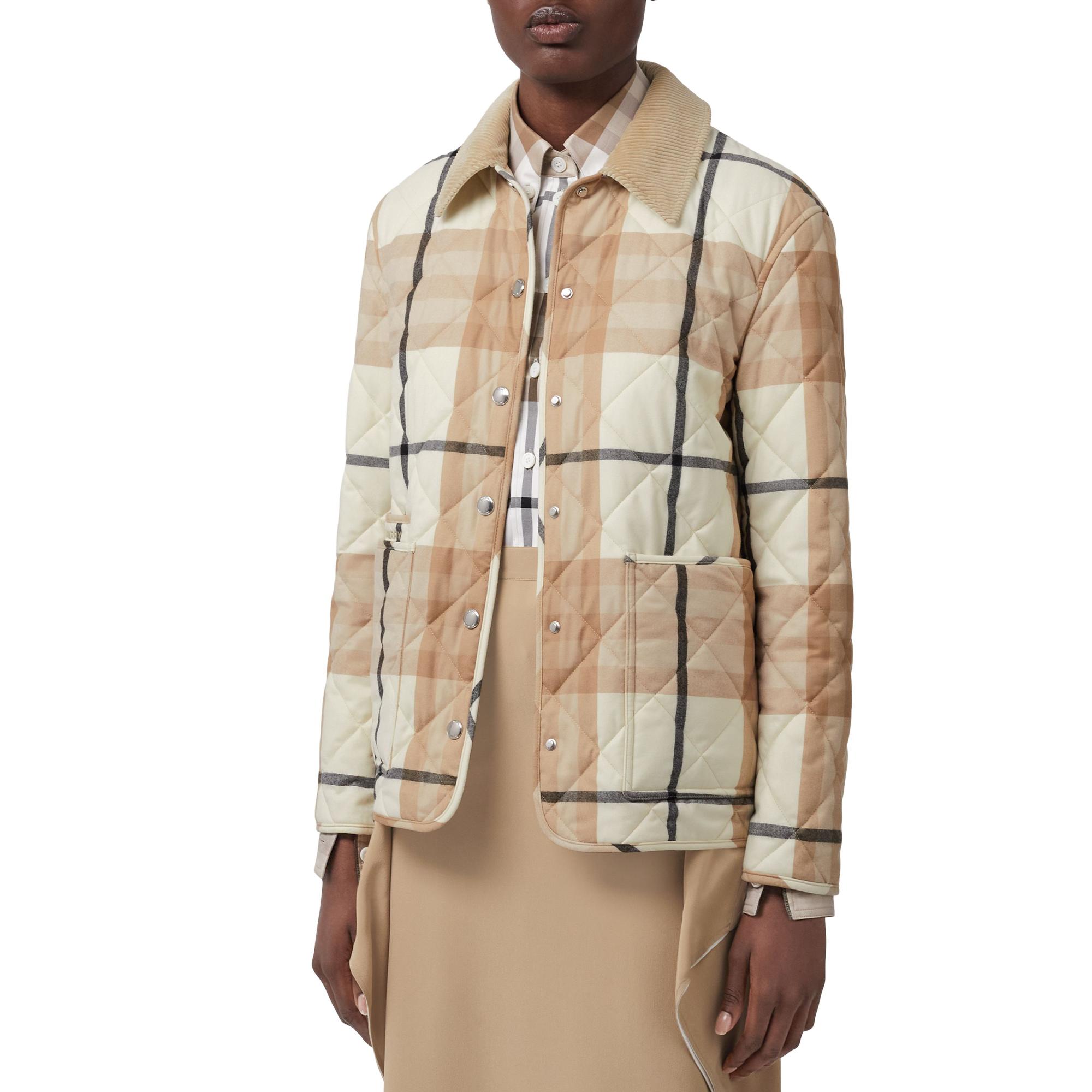 코듀로이 칼라 다이아몬드 퀼팅 울 반 재킷