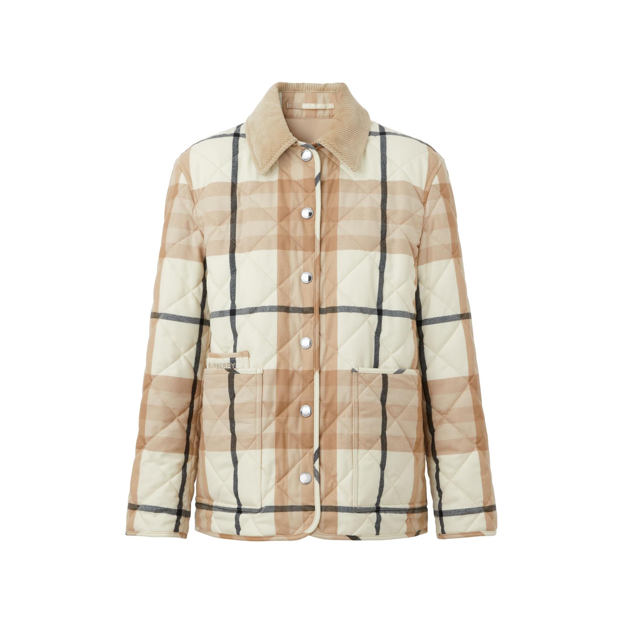 코듀로이 칼라 다이아몬드 퀼팅 울 반 재킷