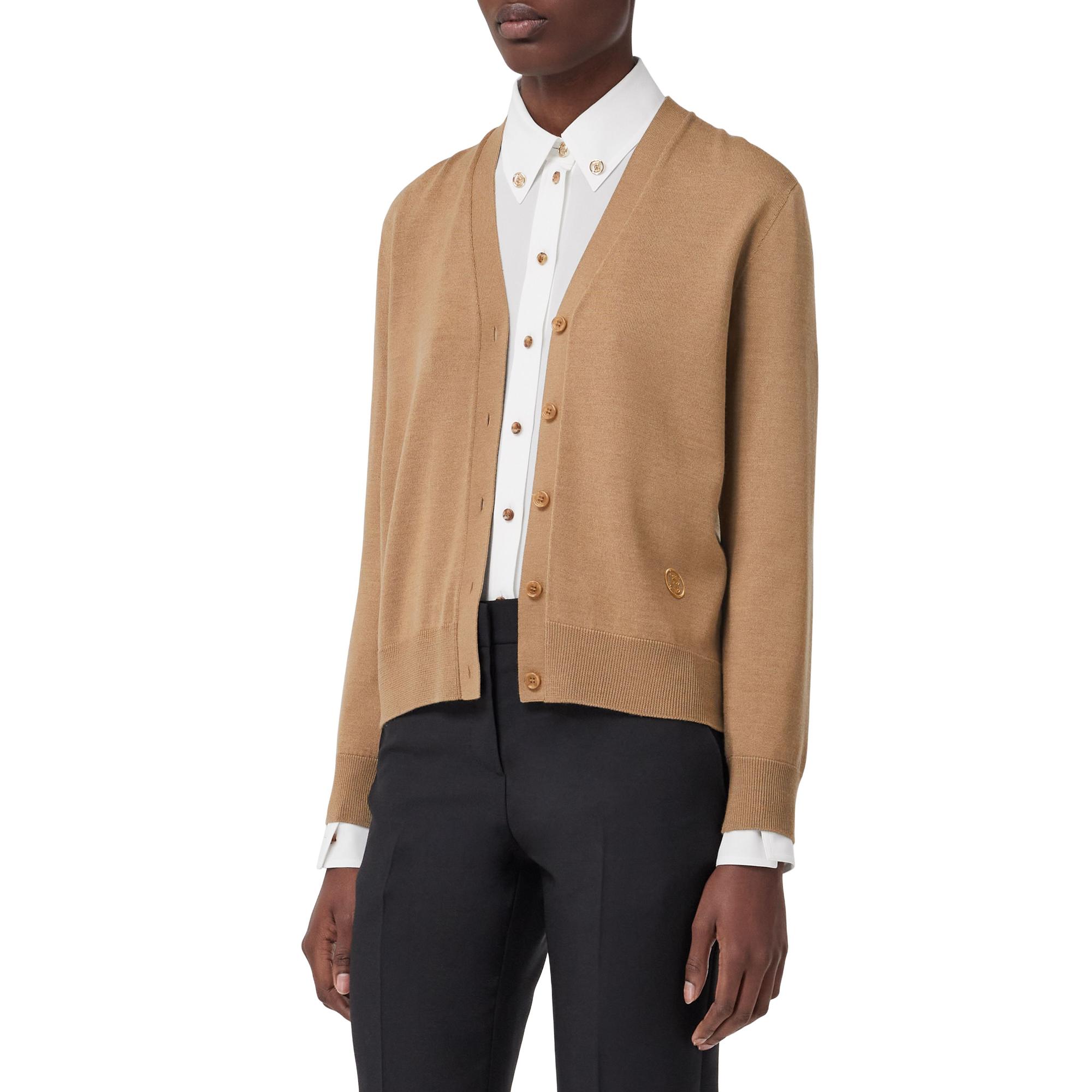 모노그램 모티프 울 실크 블렌드 카디건