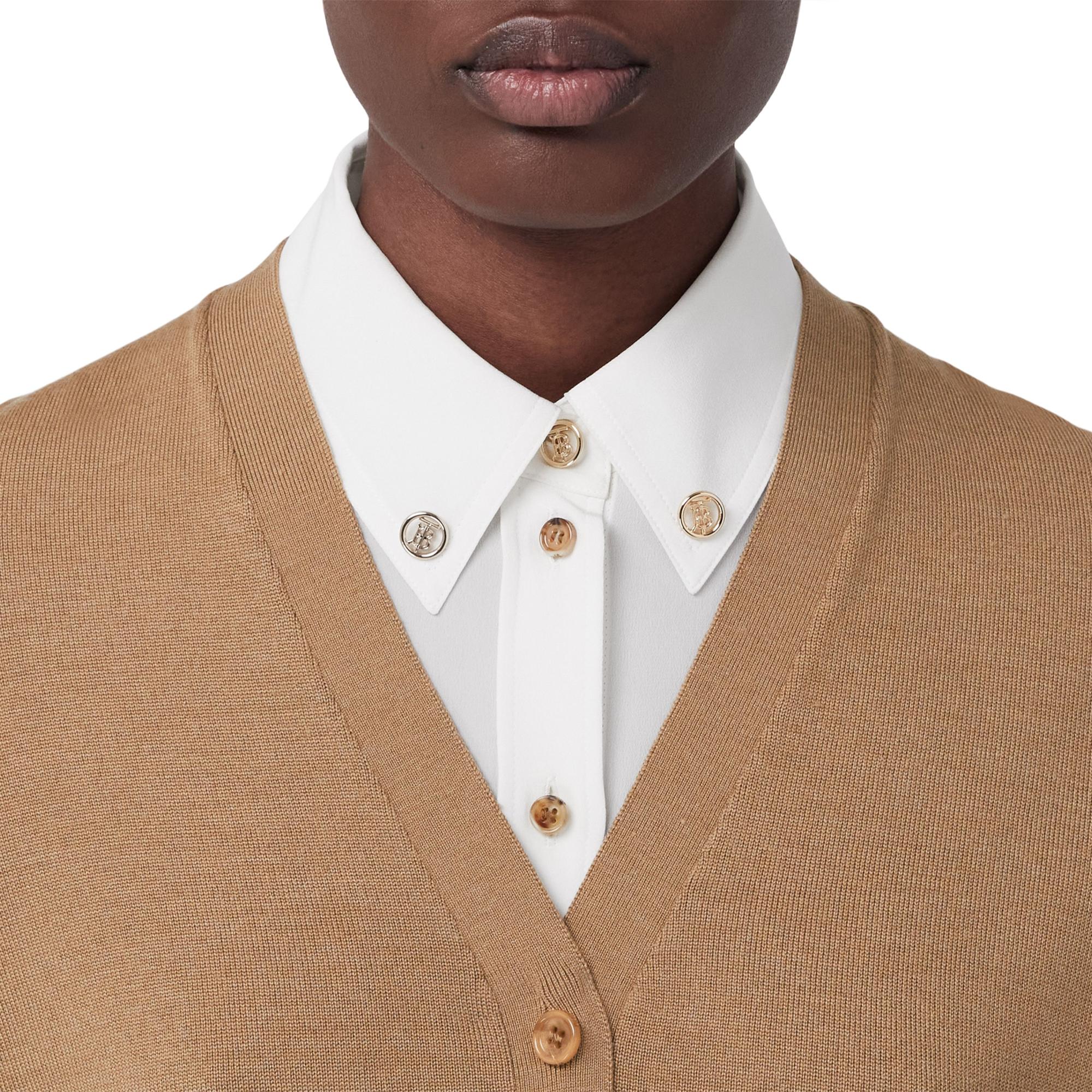 모노그램 모티프 울 실크 블렌드 카디건