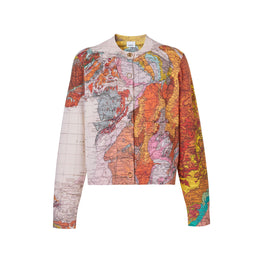 맵 프린트 코튼 캐시미어 블렌드 카디건