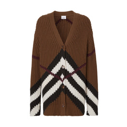 쉐브론 체크 캐시미어 코튼 카디건