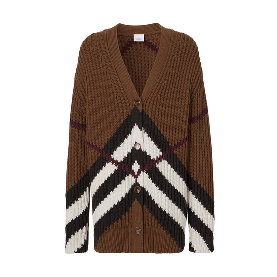 쉐브론 체크 캐시미어 코튼 카디건