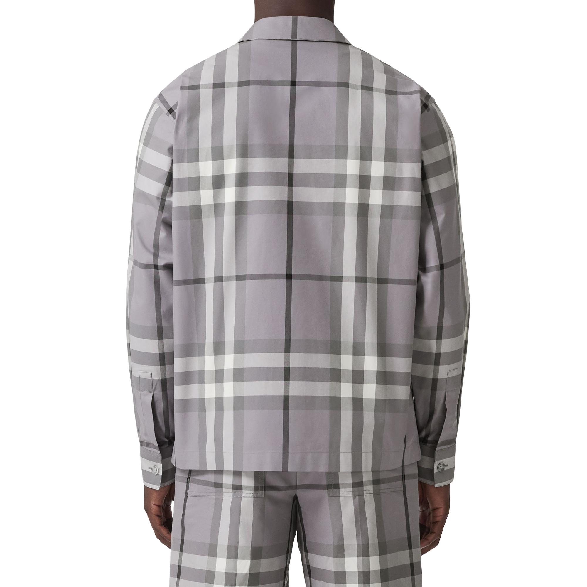 체크 코튼 지퍼 프런트 셔츠