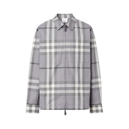 체크 코튼 지퍼 프런트 셔츠