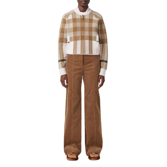 체크 인타르시아 울 캐시미어 보머 재킷