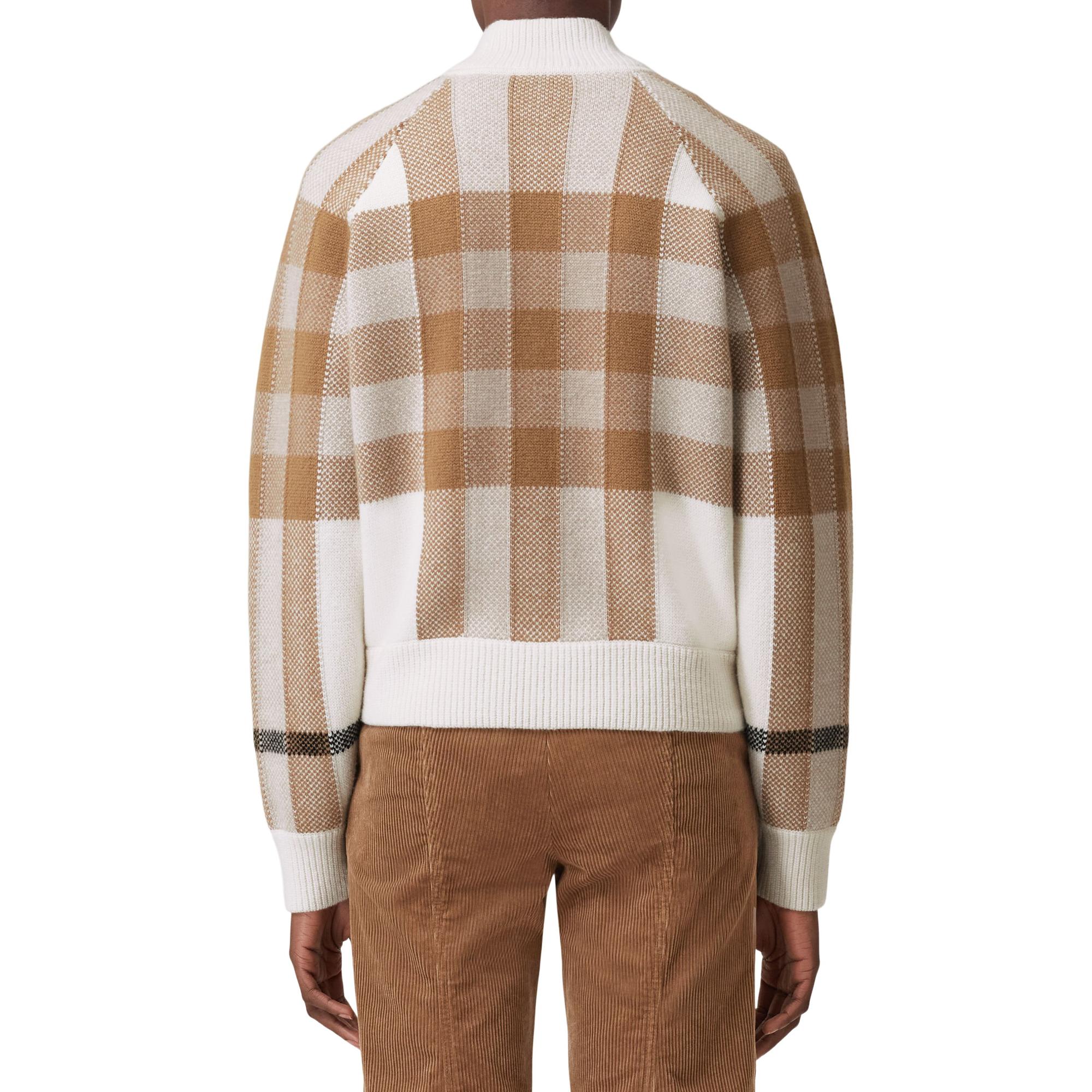 체크 인타르시아 울 캐시미어 보머 재킷