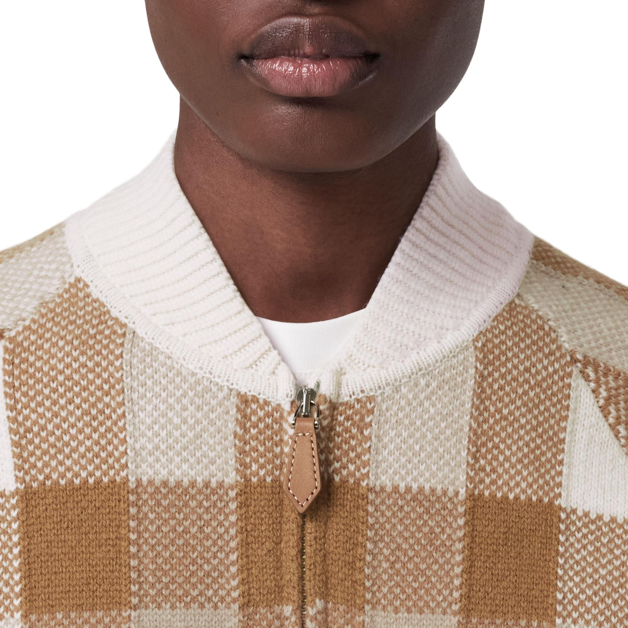 체크 인타르시아 울 캐시미어 보머 재킷