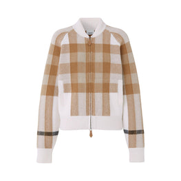 체크 인타르시아 울 캐시미어 보머 재킷