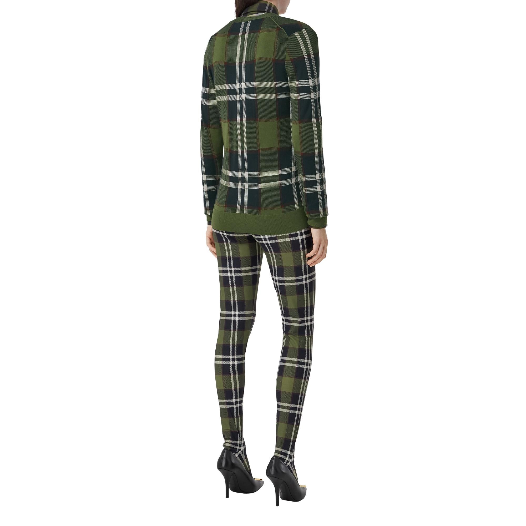 체크 인타르시아 울 실크 코튼 카디건