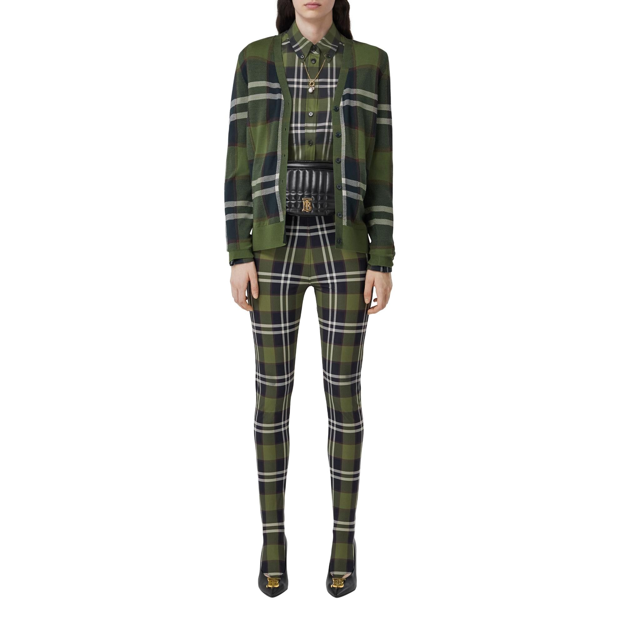 체크 인타르시아 울 실크 코튼 카디건