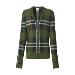 체크 인타르시아 울 실크 코튼 카디건