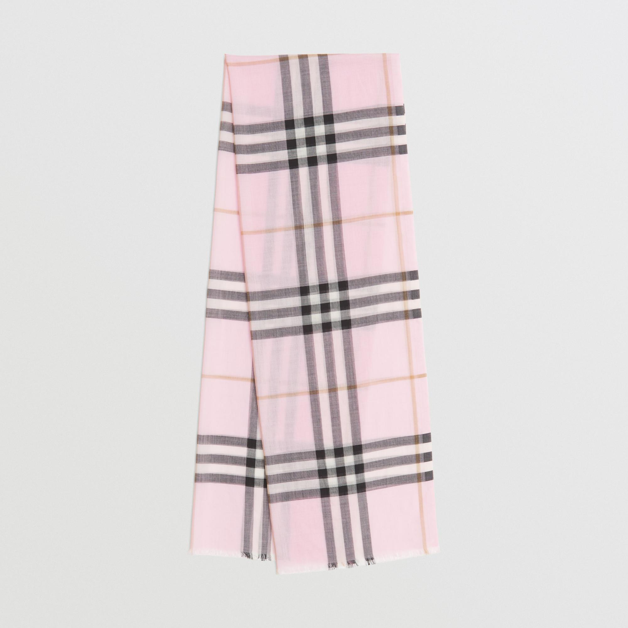 체크 라이트 울 실크 스카프