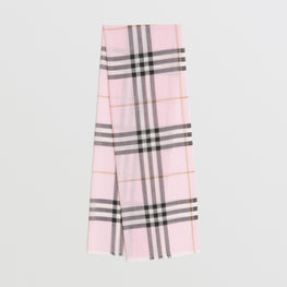체크 라이트 울 실크 스카프