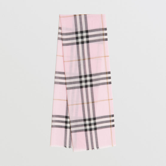 체크 라이트 울 실크 스카프