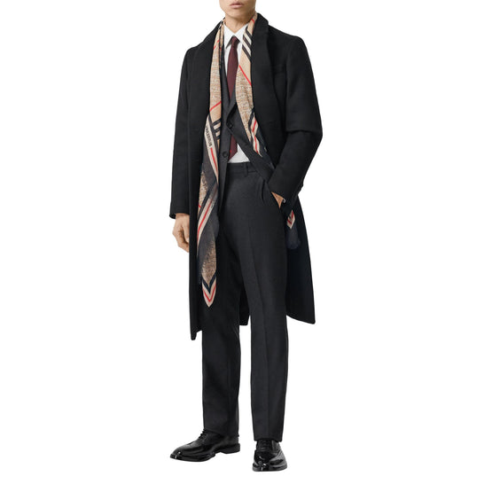 몽타주 프린트 울 실크 라지 스퀘어 스카프